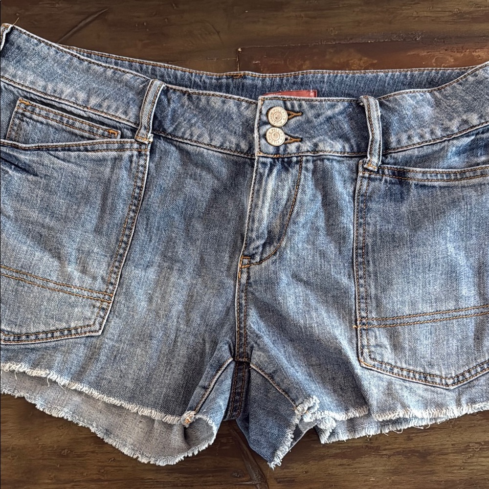 Anthropologie Pilcro Blue Jean Shorts with Distressed Hem